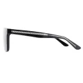 Bertran - Square Black Clip On Sunglasses for Men & Women